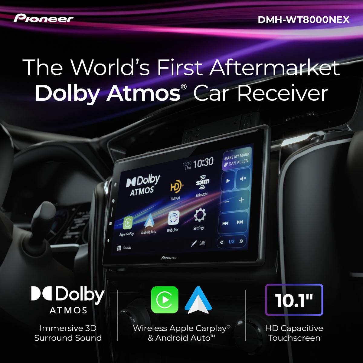 DMH-WT8000NEX SPHERA 10.1" Receiver with Dolby Atmos Floating Screen