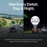 View from dash camera that shows the difference between day and night and how well the camera records at night time.