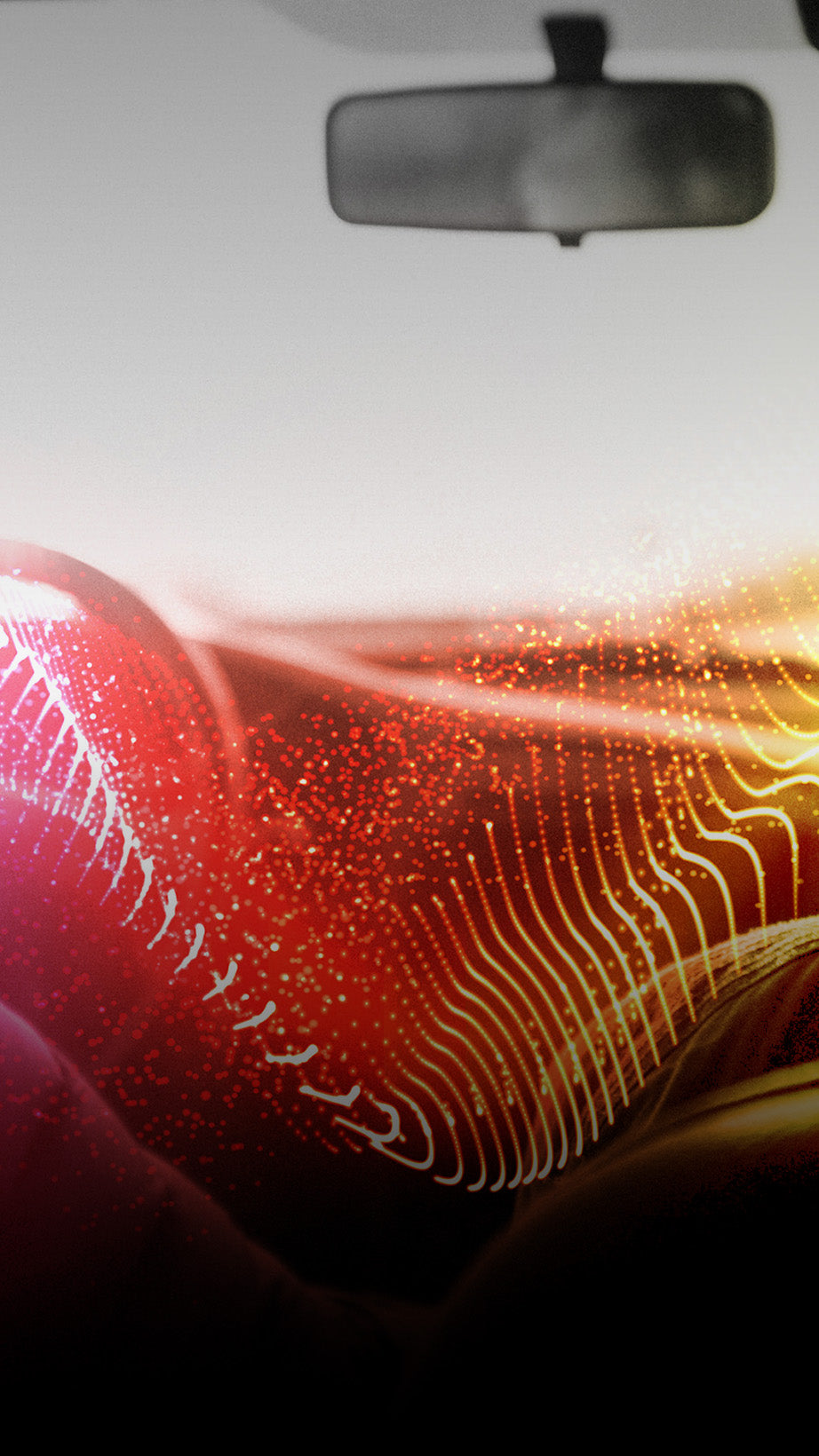 abstract graphic overlay inside car image