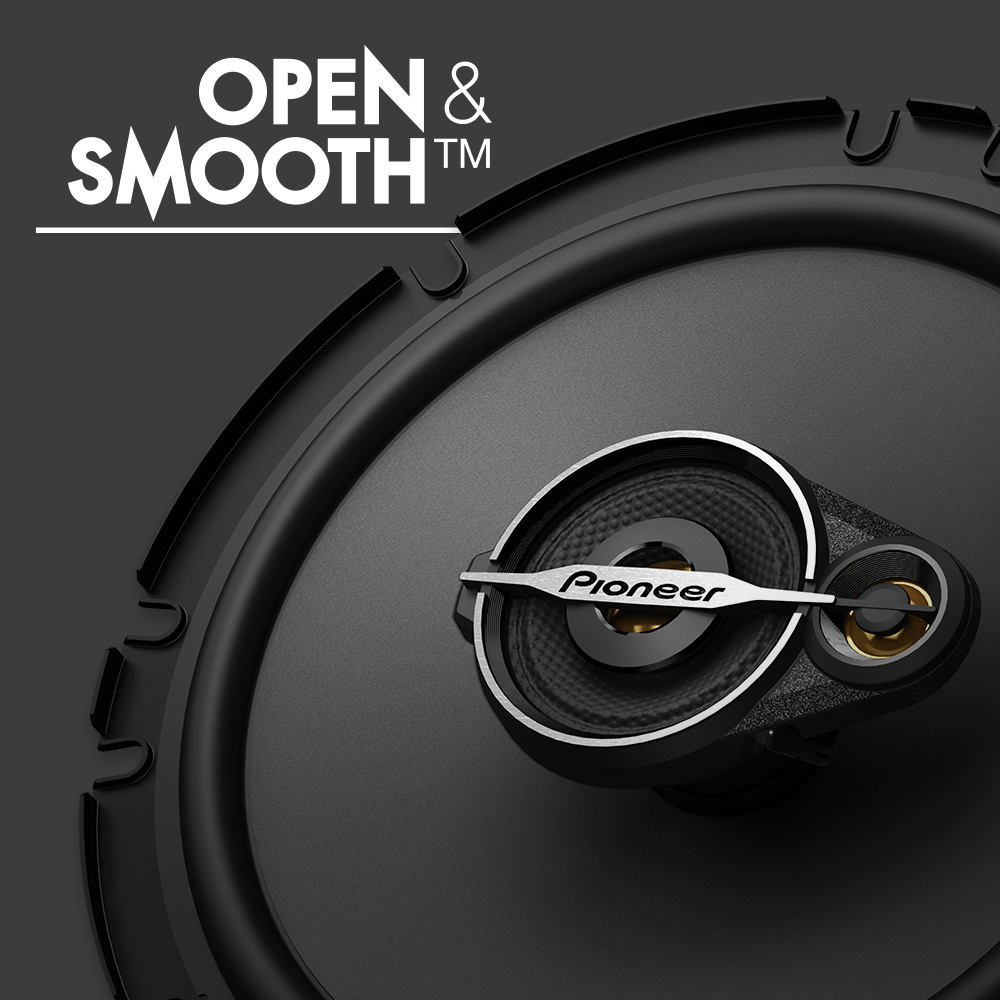 speaker close up with text Open and Smooth