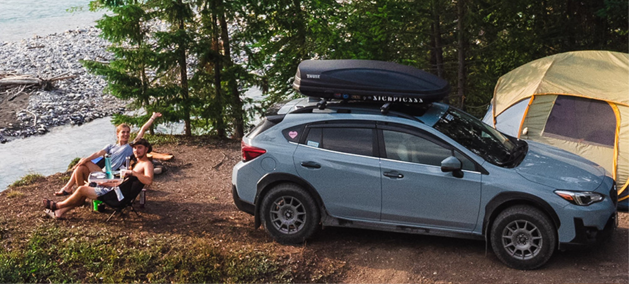 car camping in forest