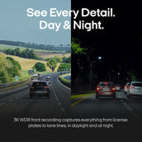 Two video scenes side by side showing the difference in how it records during the day and at night. 