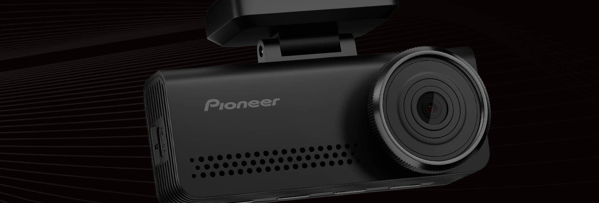 Pioneer car dashboard camera on a black background