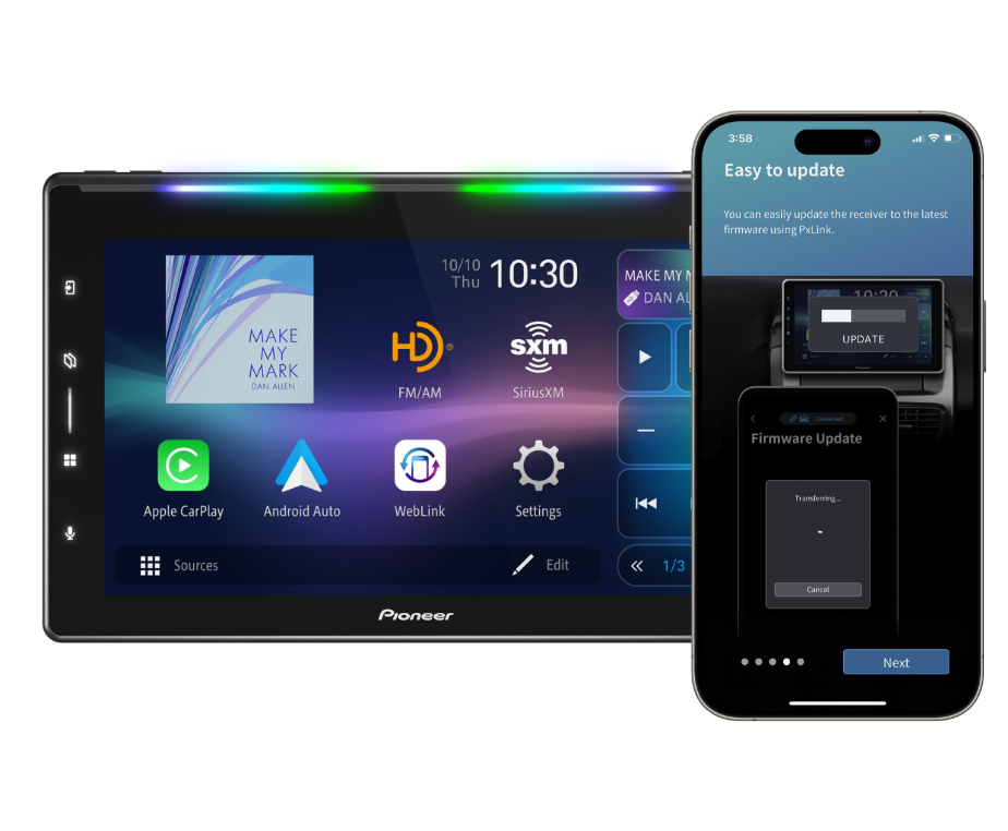 phone with update instructions for receiver