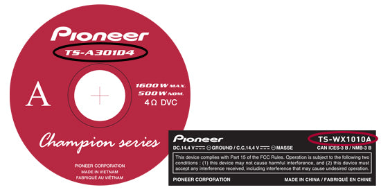 model number location on disc