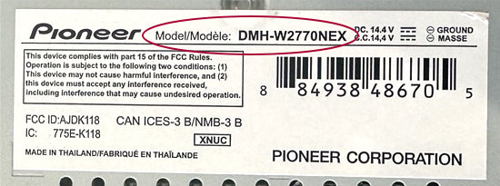 model number on receiver