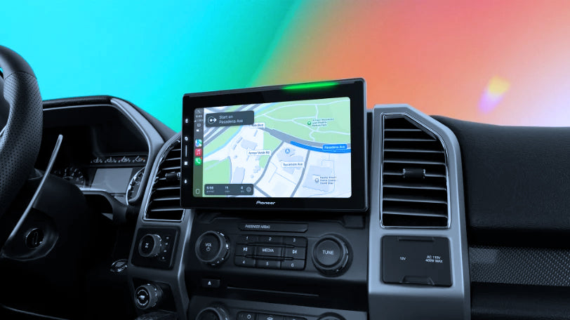 receiver inside car with navigation on the screen